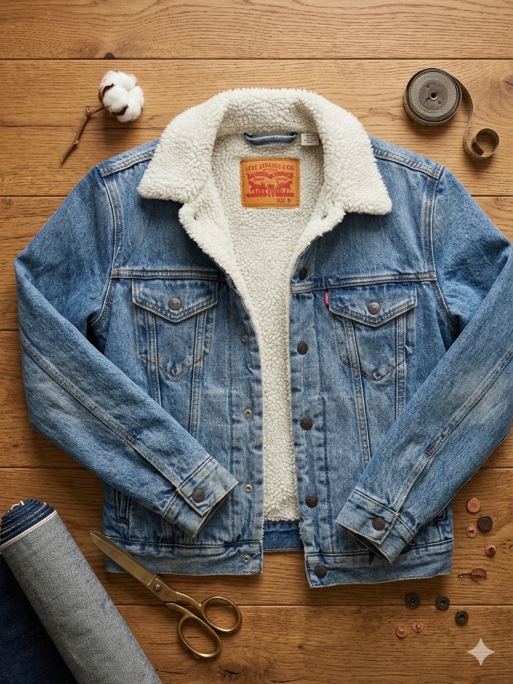 Levi's Light Blue Denim Jacket with Cream Sherpa